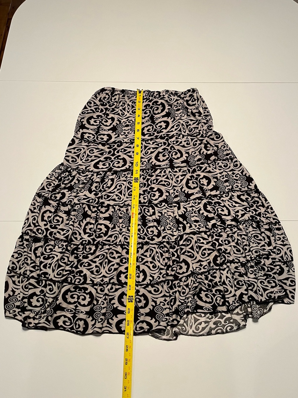 Metro Wear Black and White Printed Midi A-Line Skirt